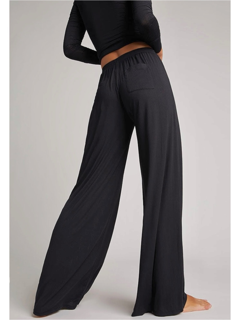 NEGATIVE Whipped Track Pant - Black Wide Leg Drapey Relaxed Fit Lounge Pants